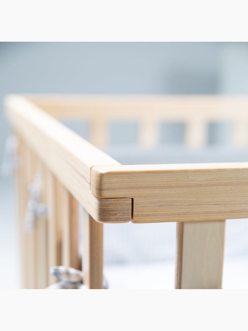 ROBA Box bébé in legno 75×100 "Jumbotwins" + tappeto e ruote con freno – bianco Legno naturale - Kiabi
