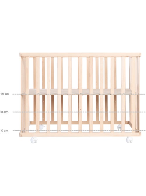 ROBA Box bébé in legno 75×100 "Jumbotwins" + tappeto e ruote con freno – bianco - Kiabi