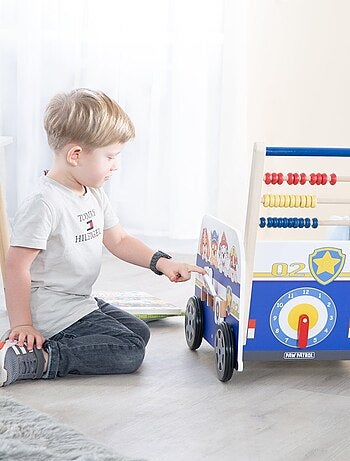 ROBA Carrello giocattolo a forma di bus "Paw Patrol" – abaco e elementi girevoli – blu / bianco