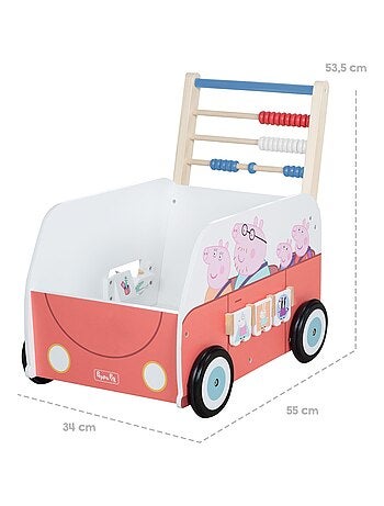 ROBA Carrello giocattolo a forma di bus "Peppa Pig" – abaco e elementi girevoli – motivo maialino