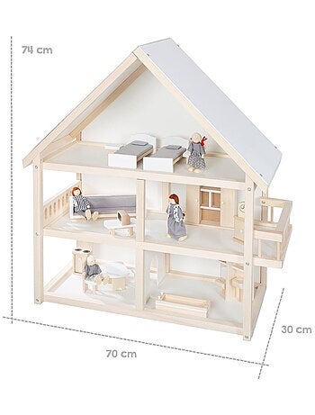 ROBA Casa delle bambole + mobili e bambole – legno naturale