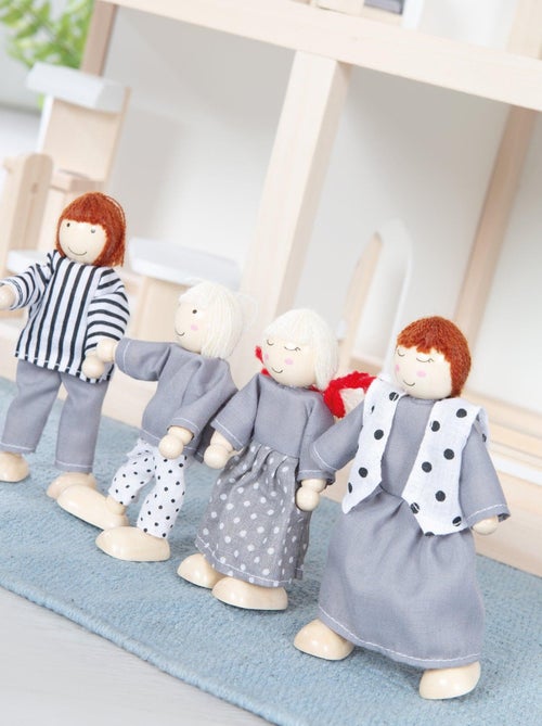 ROBA Casa delle bambole + mobili e bambole – legno naturale - Kiabi