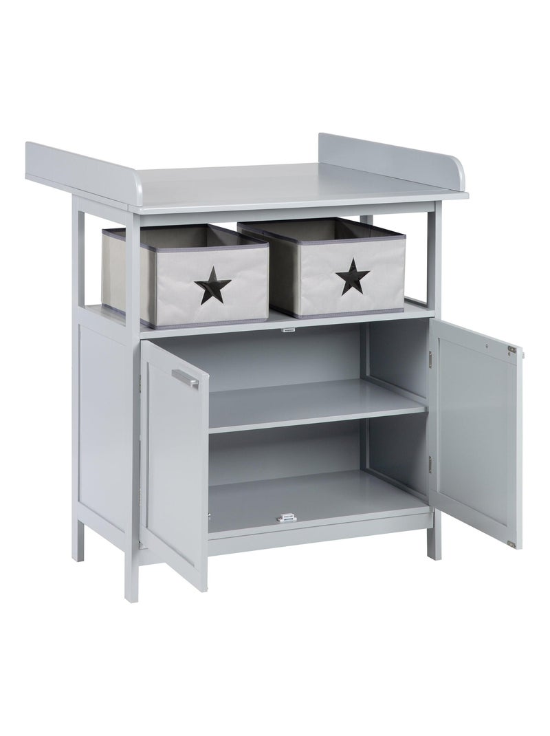 ROBA Cassettiera con Fasciatoio Hamburg a 2 Ante + 2 Contenitori – Grigio Grigio - Kiabi