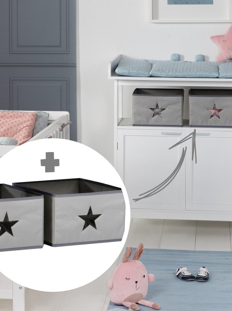 ROBA Cassettiera con Fasciatoio Hamburg a 2 Ante + 2 Contenitori – Grigio Grigio - Kiabi