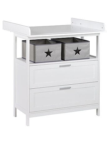 ROBA Cassettiera con Fasciatoio Hamburg con 2 Cassetti + 2 Contenitori – Bianco