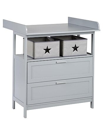 ROBA Cassettiera con Fasciatoio Hamburg con 2 Cassetti + 2 Contenitori – Bianco