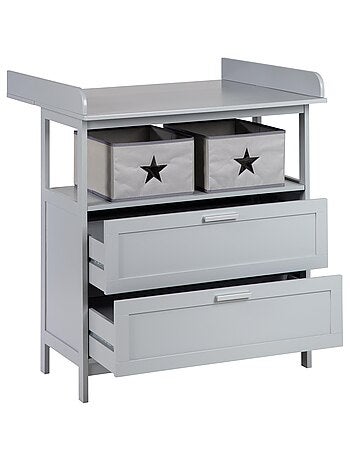 ROBA Cassettiera con Fasciatoio Hamburg con 2 Cassetti + 2 Contenitori – Bianco