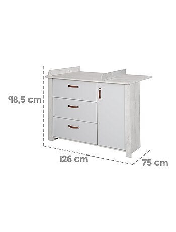 ROBA Comò fasciatoio "Mila" con piano amovibile – chiusura soft‑close – altezza 90,5 cm