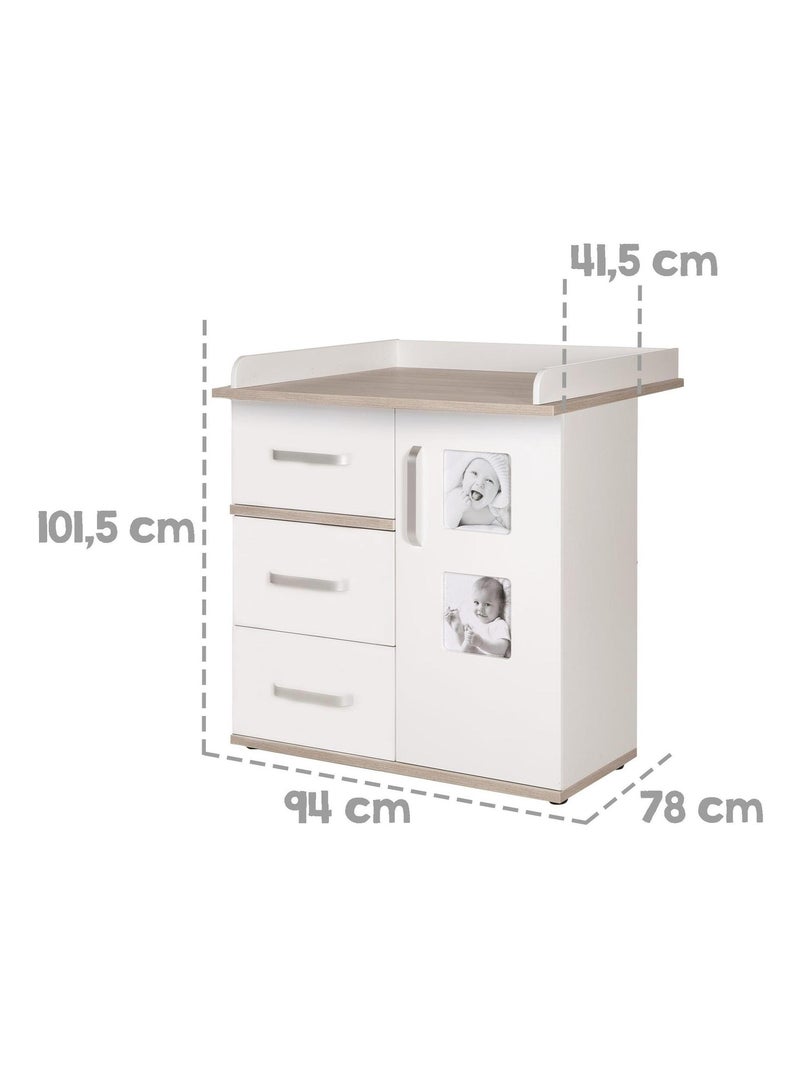 ROBA Comò fasciatoio "Moritz" con 2 cornici foto – altezza fasciatoio 94 cm Bianco - Kiabi