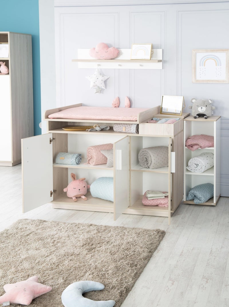ROBA Comò fasciatoio "Olaf" con piano amovibile – bianco / olmo lunare – altezza 92,5 cm Bianco - Kiabi