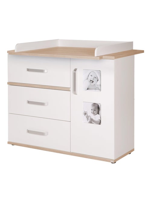 ROBA Comò fasciatoio "Pia" con 2 cornici foto – bianco / rovere "San Remo" - Kiabi