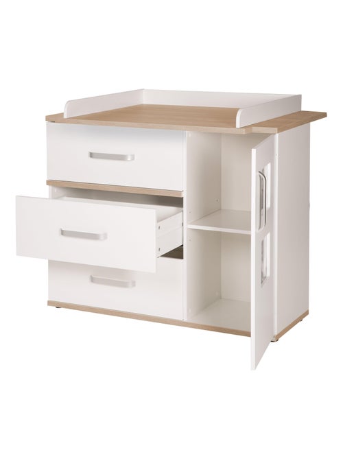 ROBA Comò fasciatoio "Pia" con 2 cornici foto – bianco / rovere "San Remo" - Kiabi