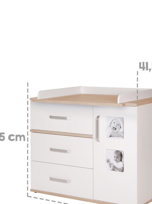 ROBA Comò fasciatoio "Pia" con 2 cornici foto – bianco / rovere "San Remo" - Kiabi