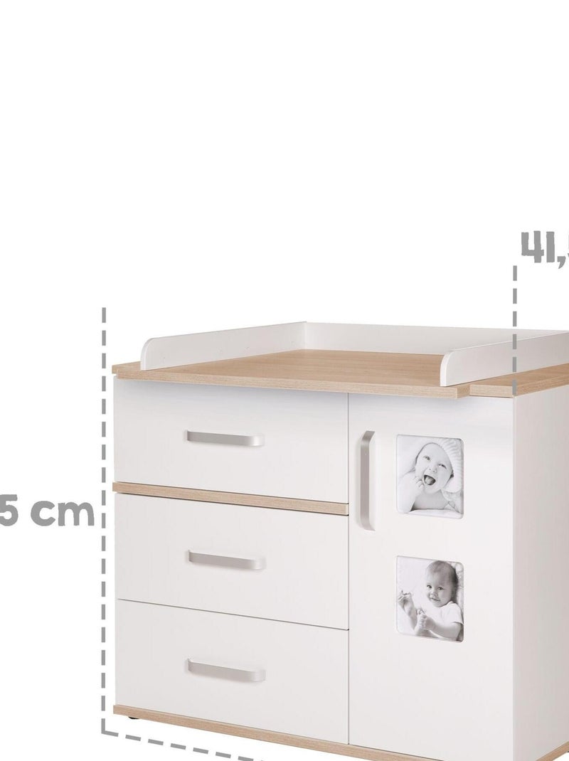 ROBA Comò fasciatoio "Pia" con 2 cornici foto – bianco / rovere "San Remo" Bianco Marrone - Kiabi