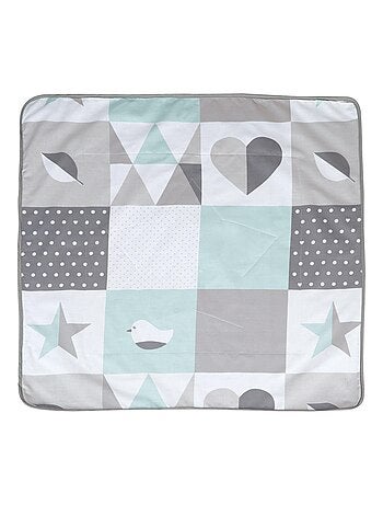ROBA Coperta bebè "Happy Patch" – 80×80 cm – verde/grigio