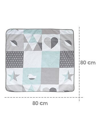 ROBA Coperta bebè "Happy Patch" – 80×80 cm – verde/grigio