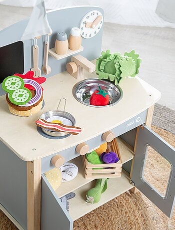 ROBA Cucina in legno per bambini + accessori in metallo e legno – da 3 anni