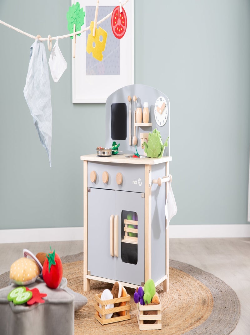 ROBA Cucina in legno per bambini + accessori in metallo e legno – da 3 anni Grigio beige - Kiabi