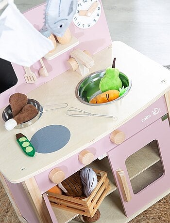 ROBA Cucina in legno per bambini + accessori in metallo e legno – da 3 anni
