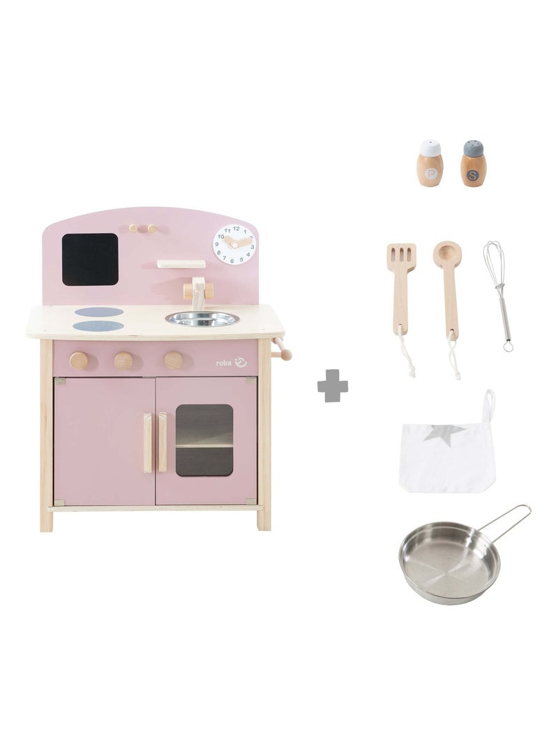 ROBA Cucina in legno per bambini + accessori in metallo e legno – da 3 anni Rosa pastello - Kiabi