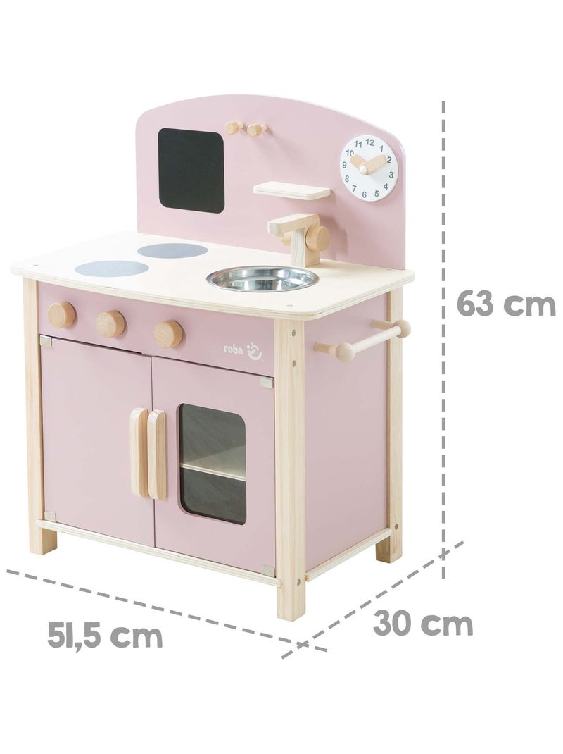 ROBA Cucina in legno per bambini + accessori in metallo e legno – da 3 anni Rosa pastello - Kiabi