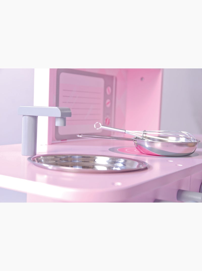 ROBA Cucina in legno per bambini + lavello e accessori in legno e metallo – da 3 anni – rosa/bianco Rosa chiaro - Kiabi