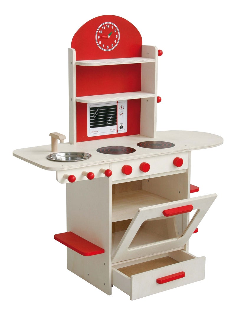 ROBA Cucina in legno per bambini + lavello e accessori in legno e metallo – da 3 anni Rosso - Kiabi