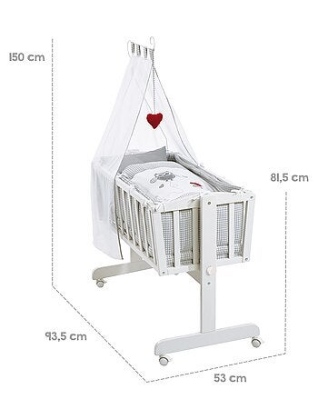 ROBA Culla Adam & Eule 40×90 cm + set completo – legno laccato bianco