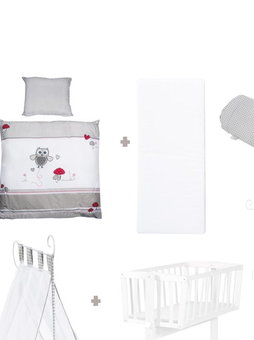 ROBA Culla Adam & Eule 40×90 cm + set completo – legno laccato bianco - Kiabi