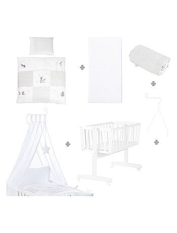 ROBA Culla Fox & Bunny 40×90 cm + set completo – legno laccato bianco