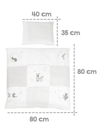 ROBA Culla Fox & Bunny 40×90 cm + set completo – legno laccato bianco