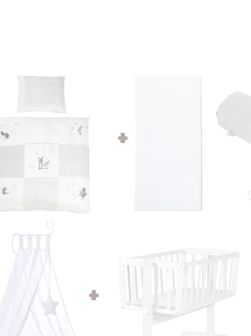 ROBA Culla Fox & Bunny 40×90 cm + set completo – legno laccato bianco - Kiabi