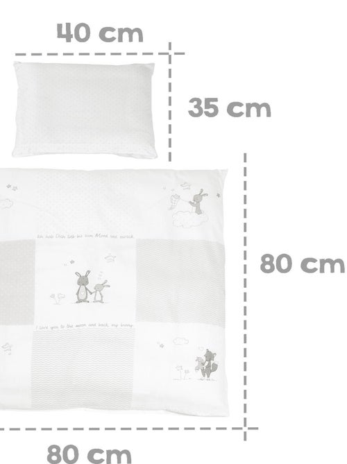 ROBA Culla Fox & Bunny 40×90 cm + set completo – legno laccato bianco - Kiabi