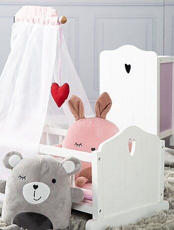 ROBA Culla per bambole completa "Fienchen" – incluso set tessile rosa – laccata