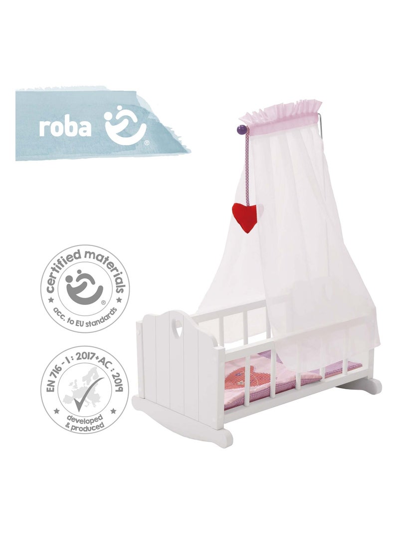 ROBA Culla per bambole completa "Fienchen" – incluso set tessile rosa – laccata Bianco Malva - Kiabi