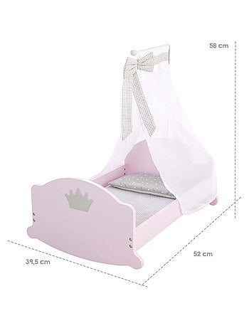 ROBA Culla per bambole completa "Princess Sophie" – incluso set tessile – rosa/grigio
