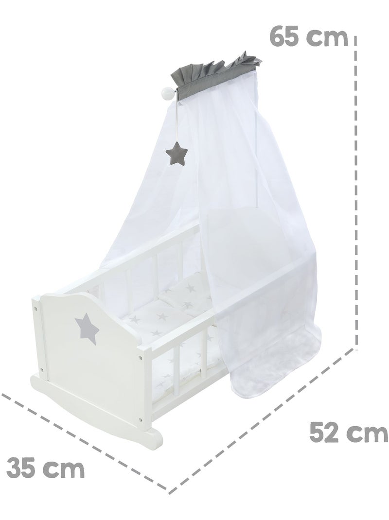 ROBA Culla per bambole completa "Stella" – incluso set tessile a stelle – bianco/grigio Bianco Grigio - Kiabi