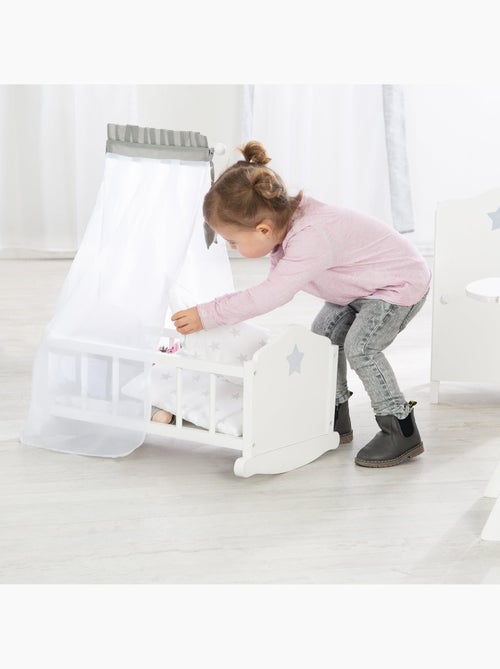 ROBA Culla per bambole completa "Stella" – incluso set tessile a stelle – bianco/grigio - Kiabi