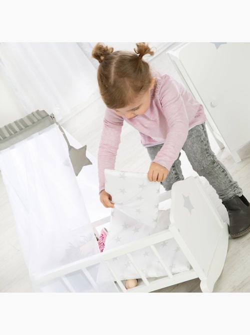 ROBA Culla per bambole completa "Stella" – incluso set tessile a stelle – bianco/grigio - Kiabi