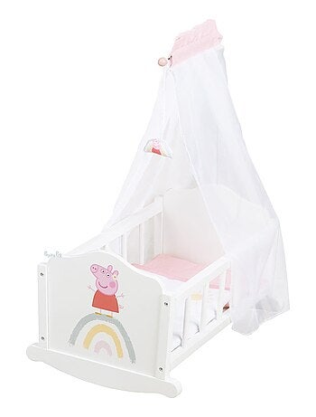 ROBA Culla per bambole "Peppa Pig" in legno – biancheria inclusa – arcobaleno