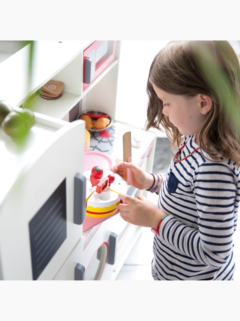 ROBA Grande cucina in legno per bambini + frigorifero + lavatrice e altro – bianco/rosso Bianco Rosso - Kiabi