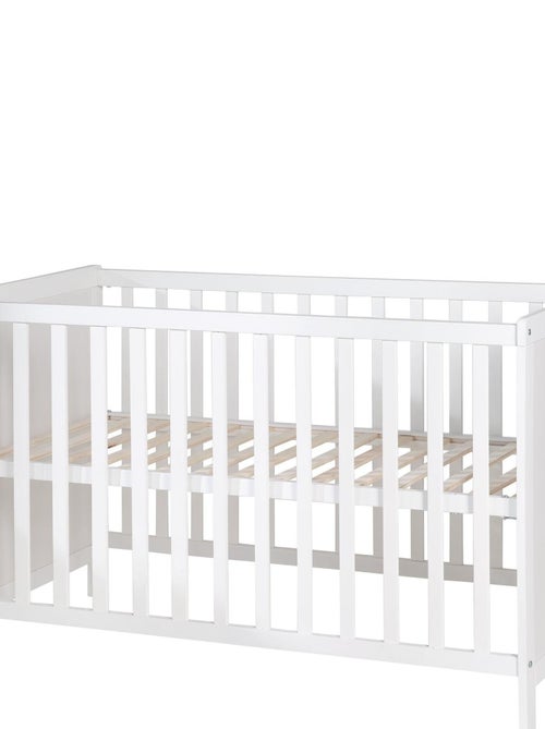 ROBA Lettino bebè e cododo 60×120 cm + materasso e rete – altezza regolabile – bianco - Kiabi