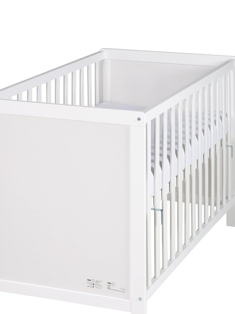 ROBA Lettino bebè e cododo 60×120 cm + materasso e rete – altezza regolabile – bianco Bianco - Kiabi