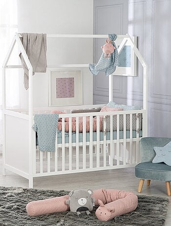 ROBA Lettino casetta evolutivo 70×140 – convertibile – altezza regolabile – naturale/bianco