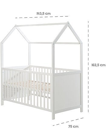 ROBA Lettino casetta evolutivo 70×140 – convertibile – altezza regolabile – naturale/bianco