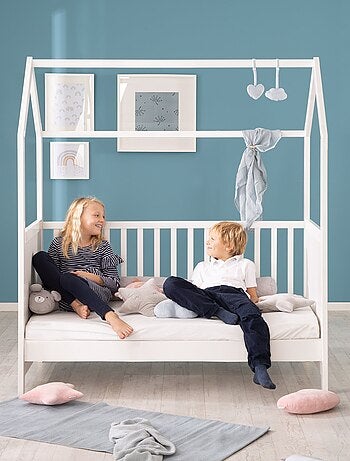 ROBA Lettino casetta evolutivo 70×140 – convertibile – altezza regolabile – naturale/bianco