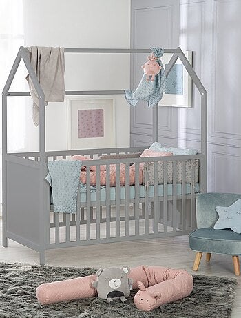 ROBA Lettino casetta evolutivo 70×140 – convertibile – altezza regolabile – naturale/bianco