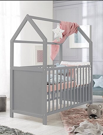 ROBA Lettino casetta evolutivo 70×140 – convertibile – altezza regolabile – naturale/bianco