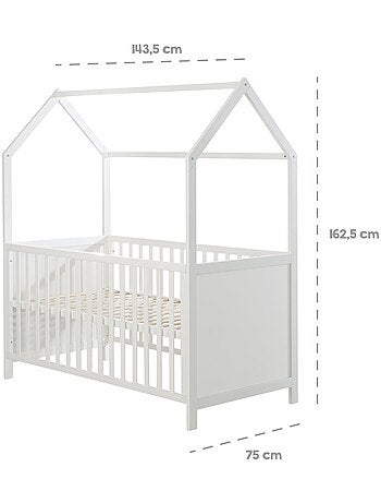 ROBA Lettino casetta evolutivo 70×140 – convertibile – altezza regolabile – naturale/bianco