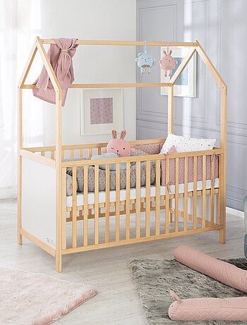 ROBA Lettino casetta evolutivo 70×140 – convertibile – altezza regolabile – naturale/bianco